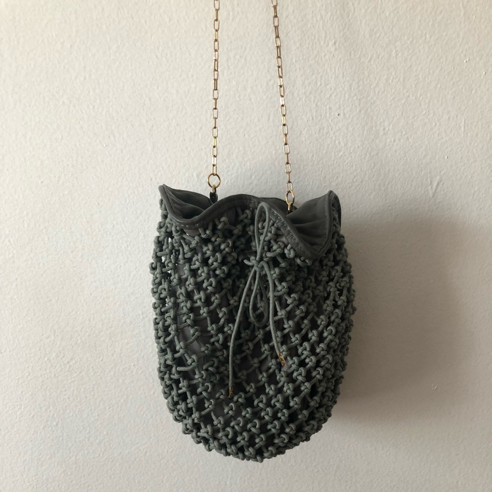 Grey bucket crossbody bag